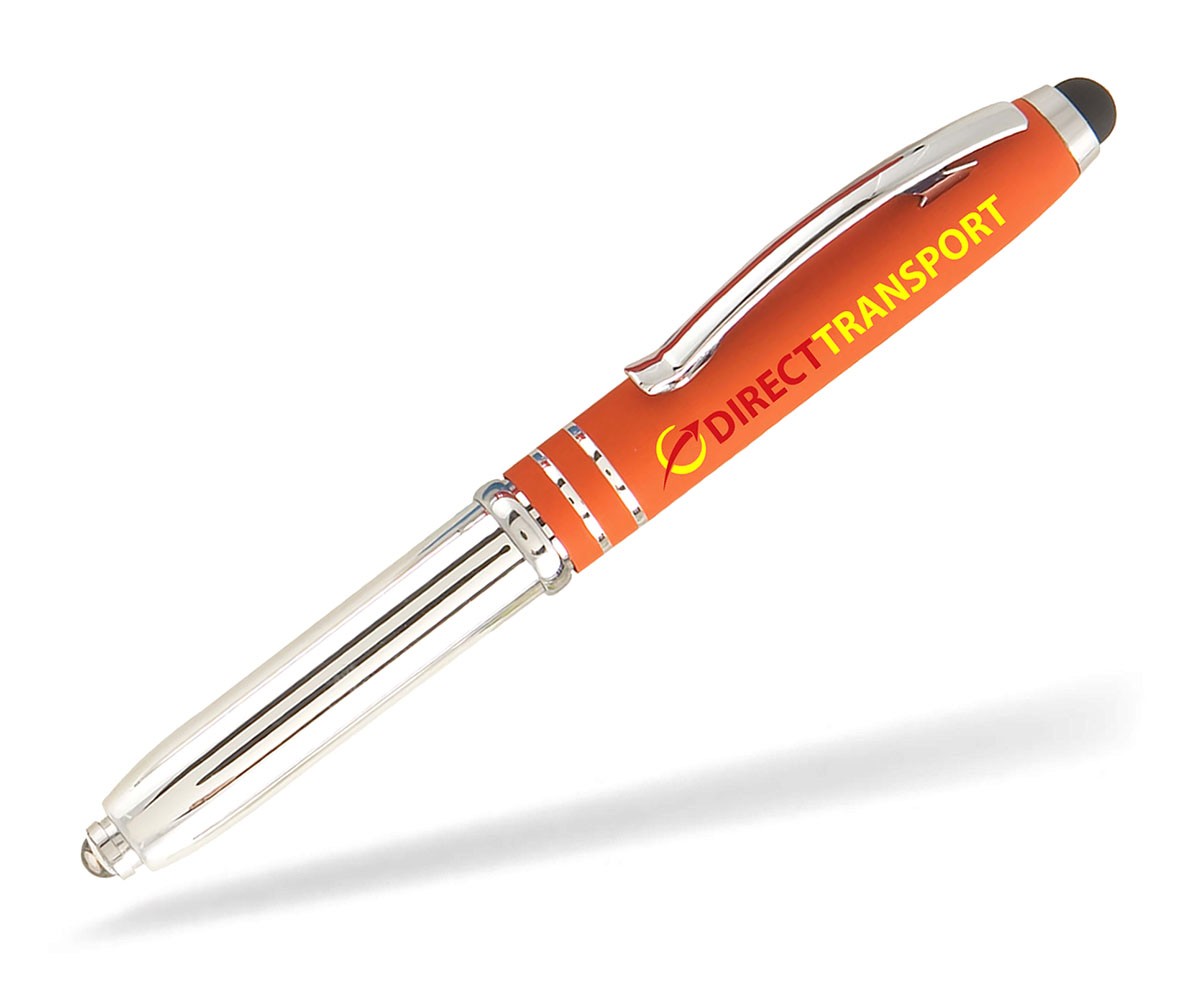 021 Pen mit COOPER Gravur LED Pantone Goldstar Lampe Kugelschreiber Softtouch LNH orange | Dein incl